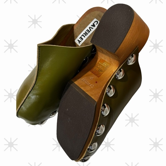 Cavarley Clogs Mules in Olive Green - Picture 6 of 7
